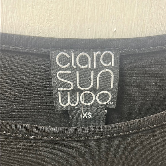 Clara Sun Woo Black Tie Front 3/4 Sleeve Blouse - Picture 3 of 4